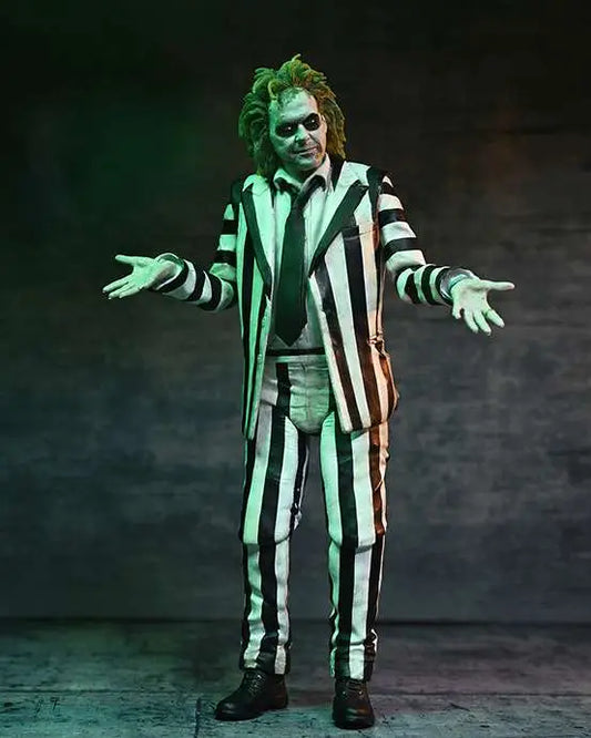 NECA BEETLEJUICE 2 ULTIMATE STRIPED SUIT BEETLEJUICE AF ACTION FIGURE 17 cm