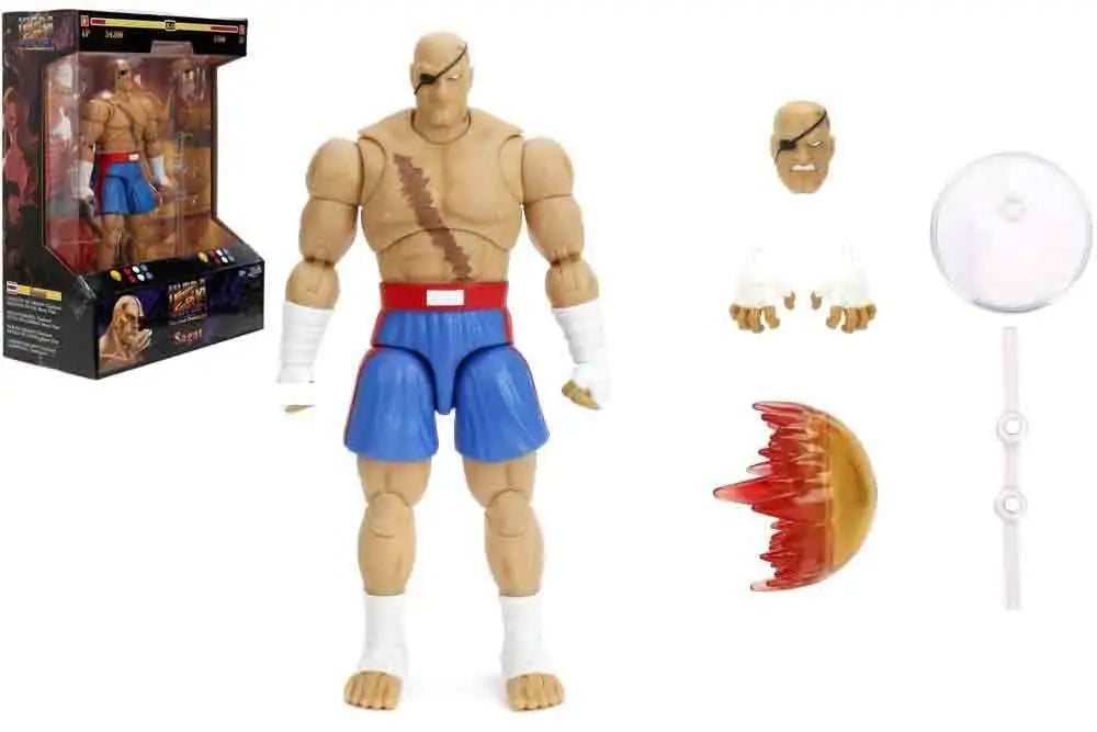 JADA TOYS SAGAT - STREET FIGHTER 2 DELUXE 1/12 ACTION FIGURE 19 cm