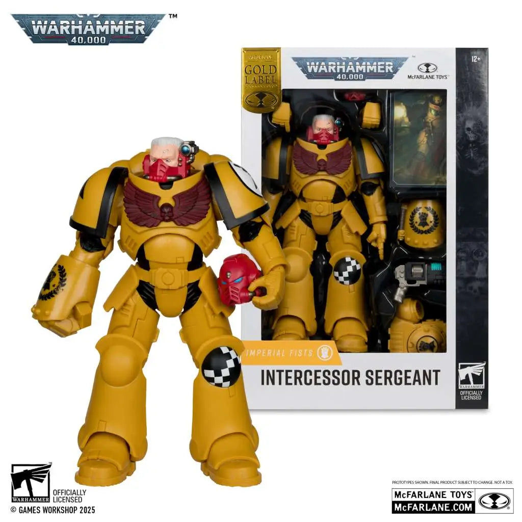MCFARLANE TOYS 25 - WARHAMMER RG WARHAMMER 40000 INTERCESSOR SEEANT IMPERIAL FIST GOLD LABEL ACTION FIGURE 18 cm
