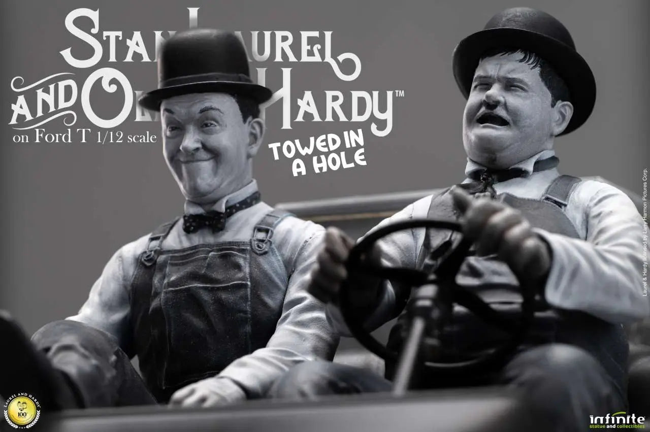 INFINITE STATUE LAUREL & HARDY TOWED HOLE FORD T SCALE 1/12 STATUA 29.5 x 15 x 18 cm / 11.61 x 5.91 x 7.09 inches