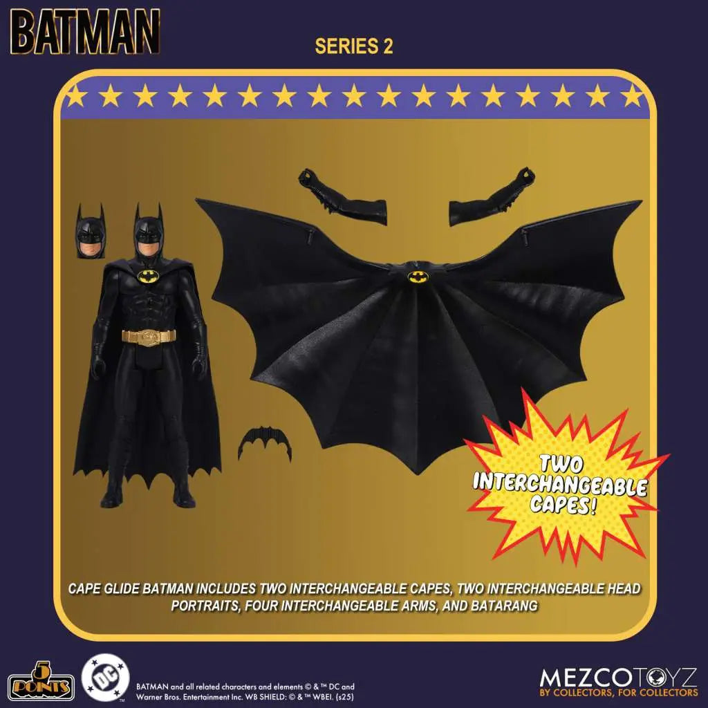 MEZCO TOYS 5 POINTS BATMAN 1989 SERIES 2 AF SET (3) ACTION FIGURE 9 cm