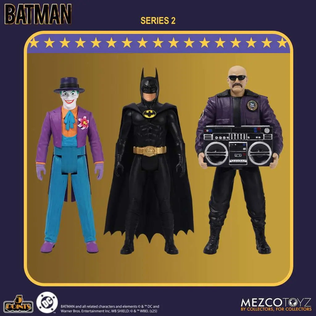 MEZCO TOYS 5 POINTS BATMAN 1989 SERIES 2 AF SET (3) ACTION FIGURE 9 cm
