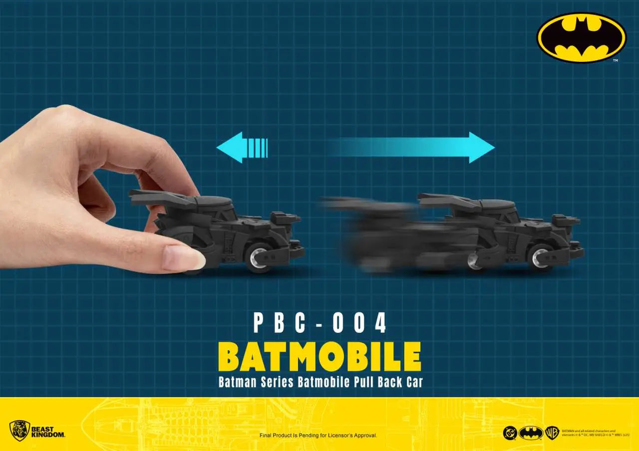 BEAST KINGDOM BATMAN BATMOBILE PULL BACK CAR BLIND BOX SET (6) MINI FIGURA 5 CM