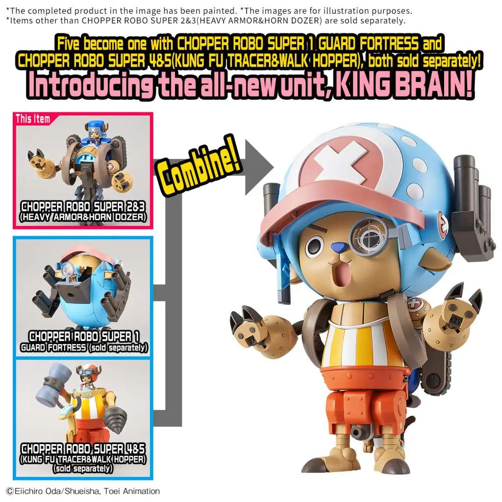 BANDAI CHOPPER ROBO SUPER 2&3 HEAVY ARMOR & HORN DOZER MODEL KIT 10 cm