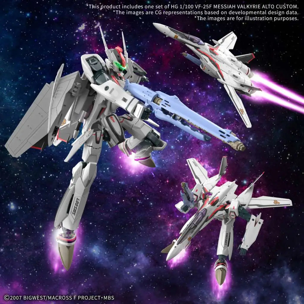 BANDAI HG VF-25F MESSIAH VALKYRIE ALTO CUSTOM 1/100 MODEL KIT 13 cm