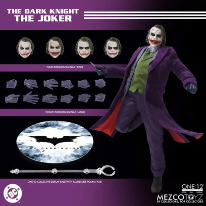 MEZCO TOYS ONE 12 COLLECTIVE DARK KNIGHT JOKER AF ACTION FIGURE 17 cm