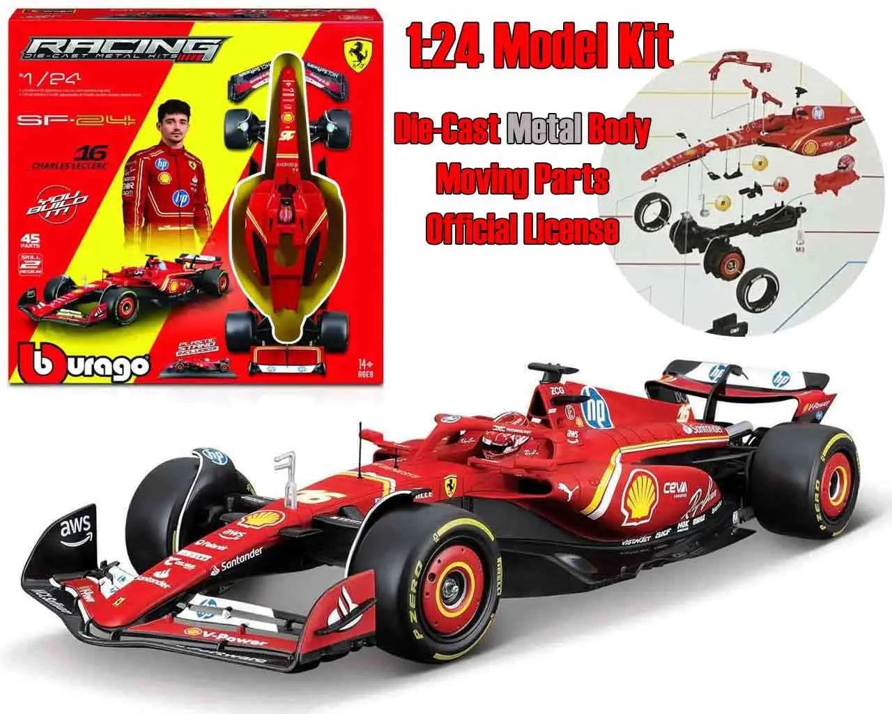 BBURAGO FERRARI F1 SF-24 - N.16 CHARLES LECLERC HELMET - 1:24 MODEL KIT