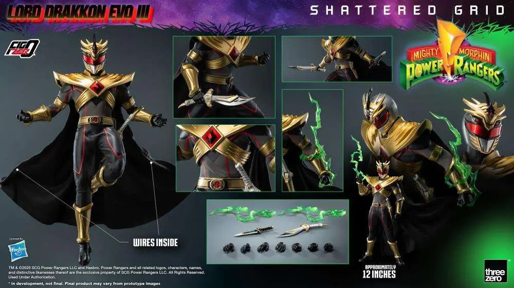 THREEA TOYS/THREEZERO MMPR SHATTERED GRID LORD DRAKKON EVO III AF 1/6 ACTION FIGURE 30 cm