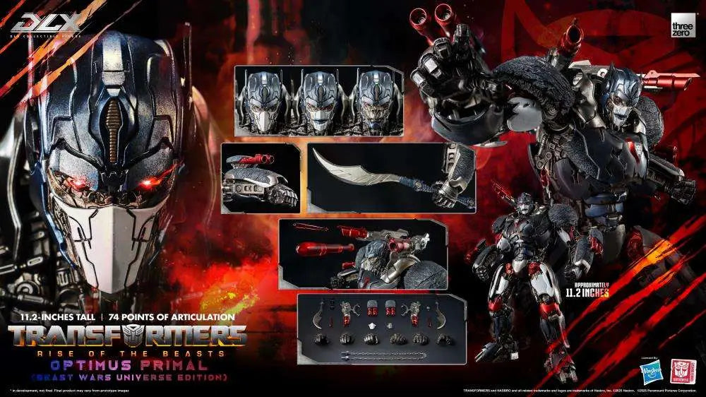 THREEA TOYS/THREEZERO OPTIMUS - TRANSFORMERS RISE BEASTS DLX PRIMAL BEAST WARS ACTION FIGURE 28 cm