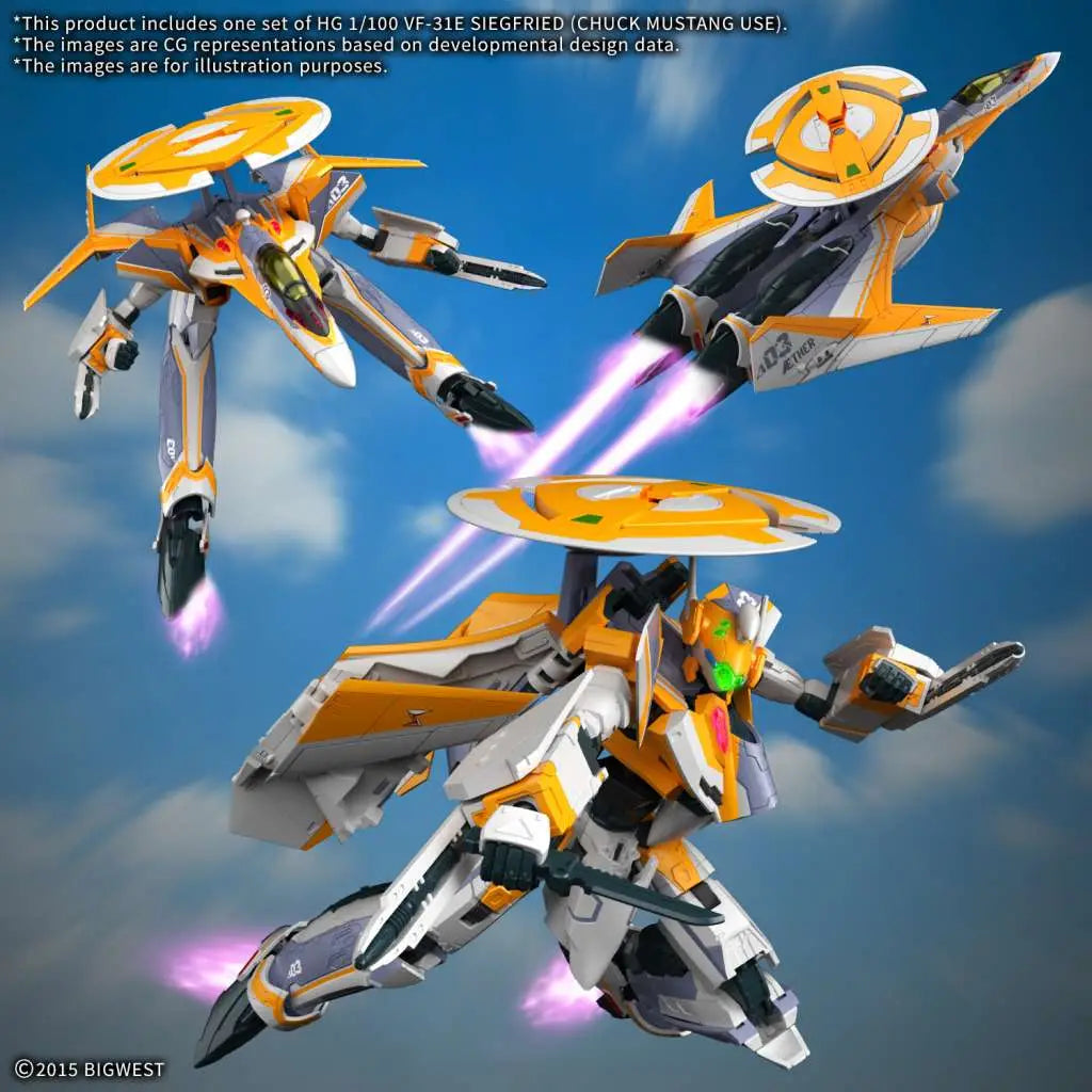 BANDAI HG VF-31E SIEGFRIED CHUCK MUSTANG USE 1/100 MODEL KIT