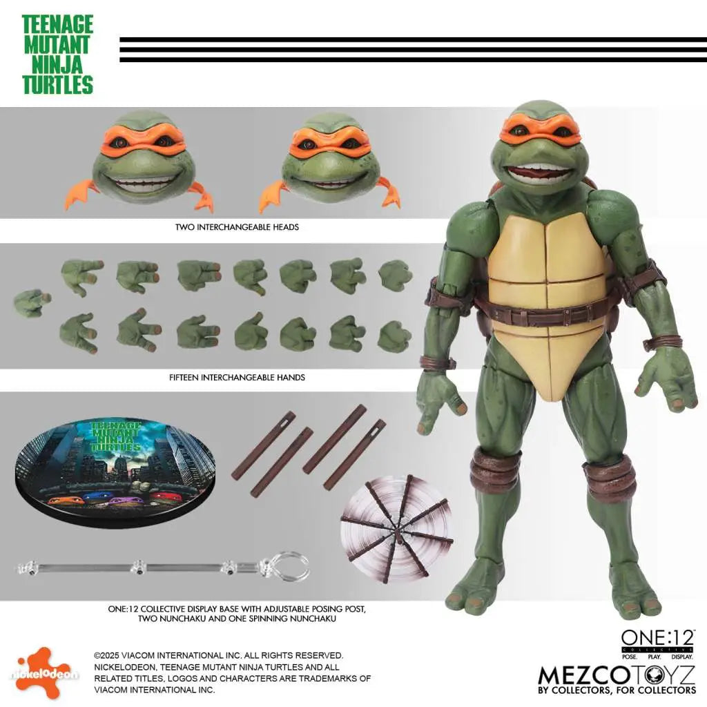 MEZCO TOYS ONE 12 COLLECTIVE TEENAGE MUTANT NINJA TURTLES 1990 MOVIE AF ACTION FIGURE 15 cm