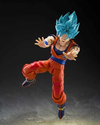 BANDAI - DRAGON BALL SUPER S.H.FIGUARTS SAIYAN GOD SUPER SAIYAN SON GOKU BLUE POWER ACTION FIGURE 14.5 cm