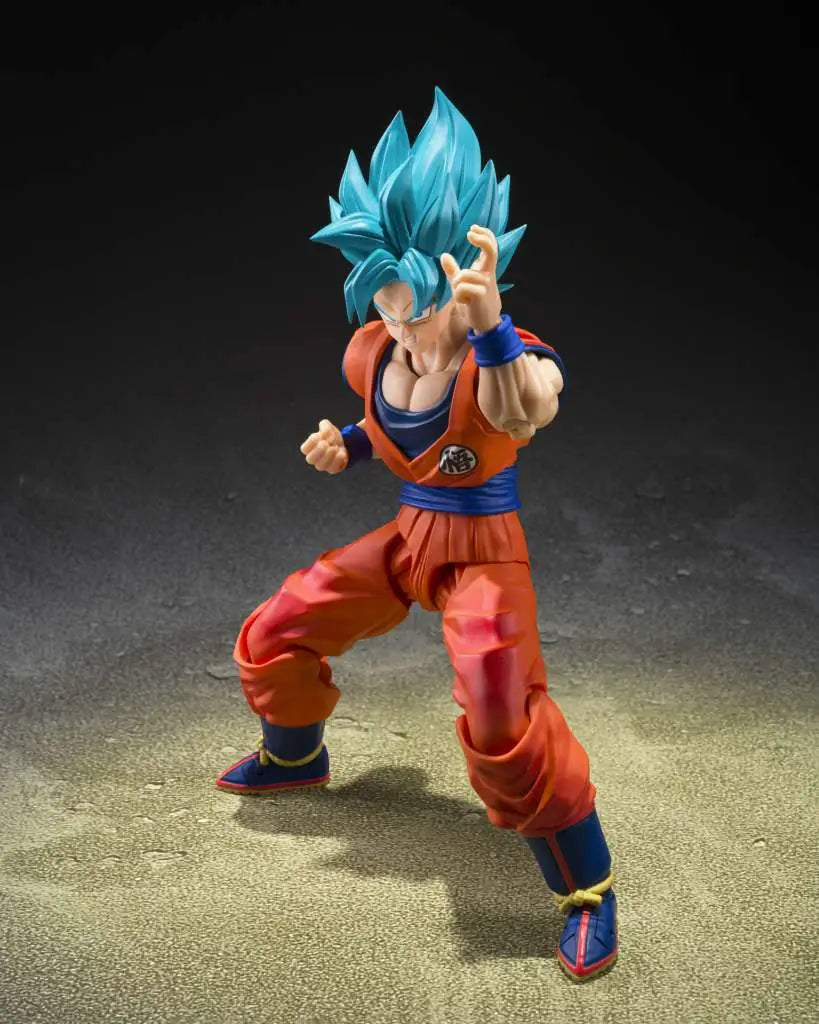 BANDAI - DRAGON BALL SUPER S.H.FIGUARTS SAIYAN GOD SUPER SAIYAN SON GOKU BLUE POWER ACTION FIGURE 14.5 cm