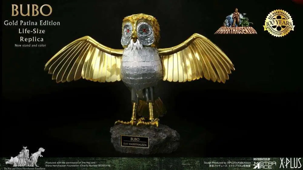 STAR ACE CLASH TITANS BUBO GOLD PATINA DELUXE OPEN/CLOSED WINGS SET REPLICA 30 cm