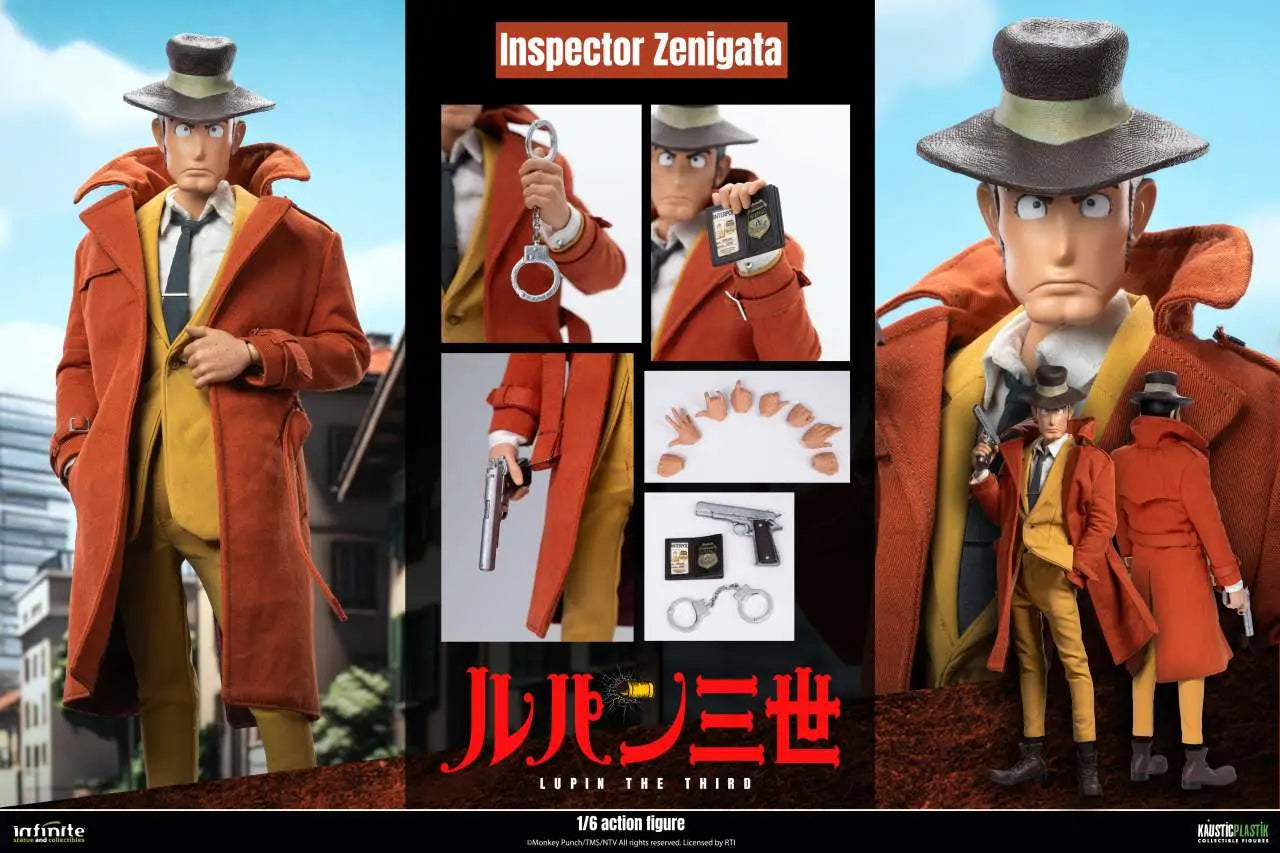 INFINITE STATUE LUPIN 3RD ITALIAN ADVENTURE INSPECTOR KOICHI ZENIGATA STANDARD EDITION 1/6 ACTION FIGURE 32.5 cm