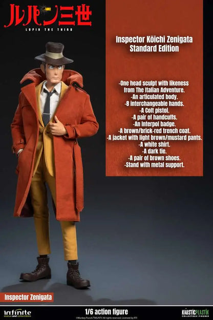 INFINITE STATUE LUPIN 3RD ITALIAN ADVENTURE INSPECTOR KOICHI ZENIGATA STANDARD EDITION 1/6 ACTION FIGURE 32.5 cm