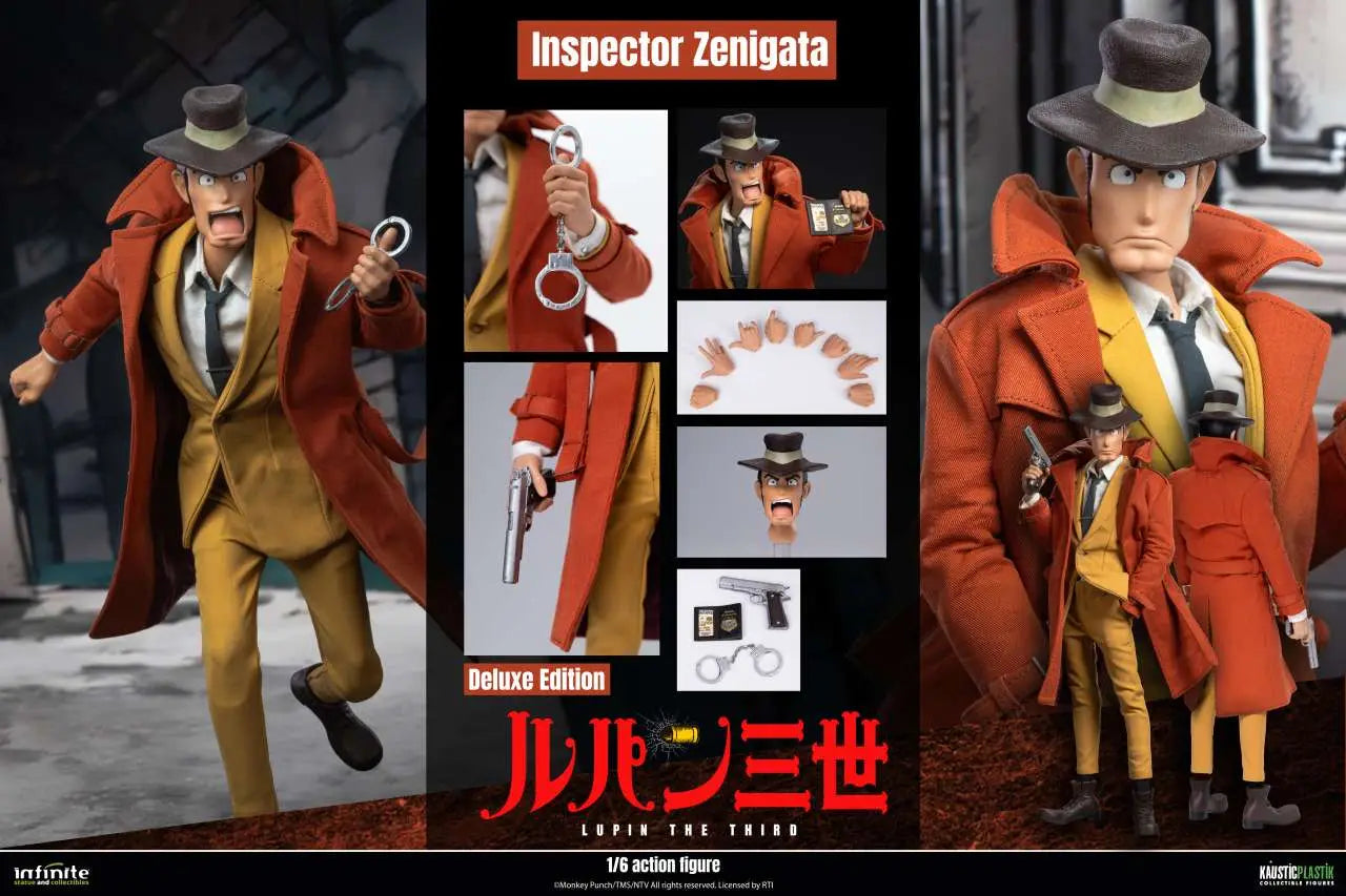 INFINITE STATUE LUPIN 3RD ITALIAN ADVENTURE INSPECTOR ZENIGATA KOICHI DELUXE EDITION 1/6 ACTION FIGURE 32.5 cm