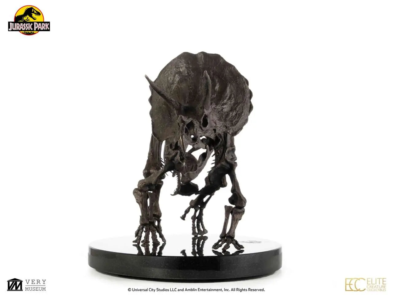 JURASSIC PARK TRICERATOPS FOSSIL SKELETON 1:12 BRONZE STATUE