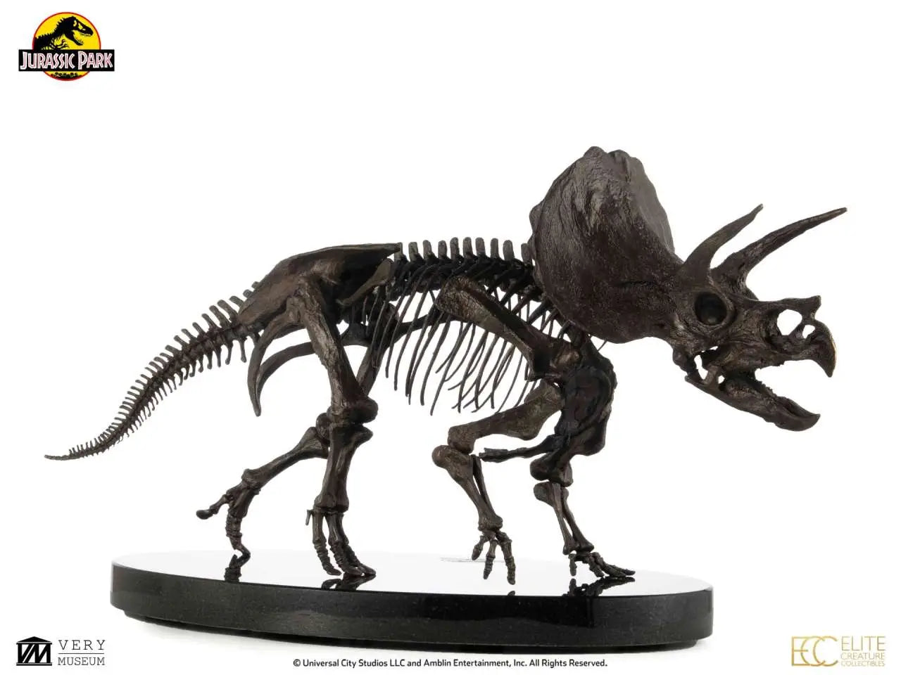 JURASSIC PARK TRICERATOPS FOSSIL SKELETON 1:12 BRONZE STATUE