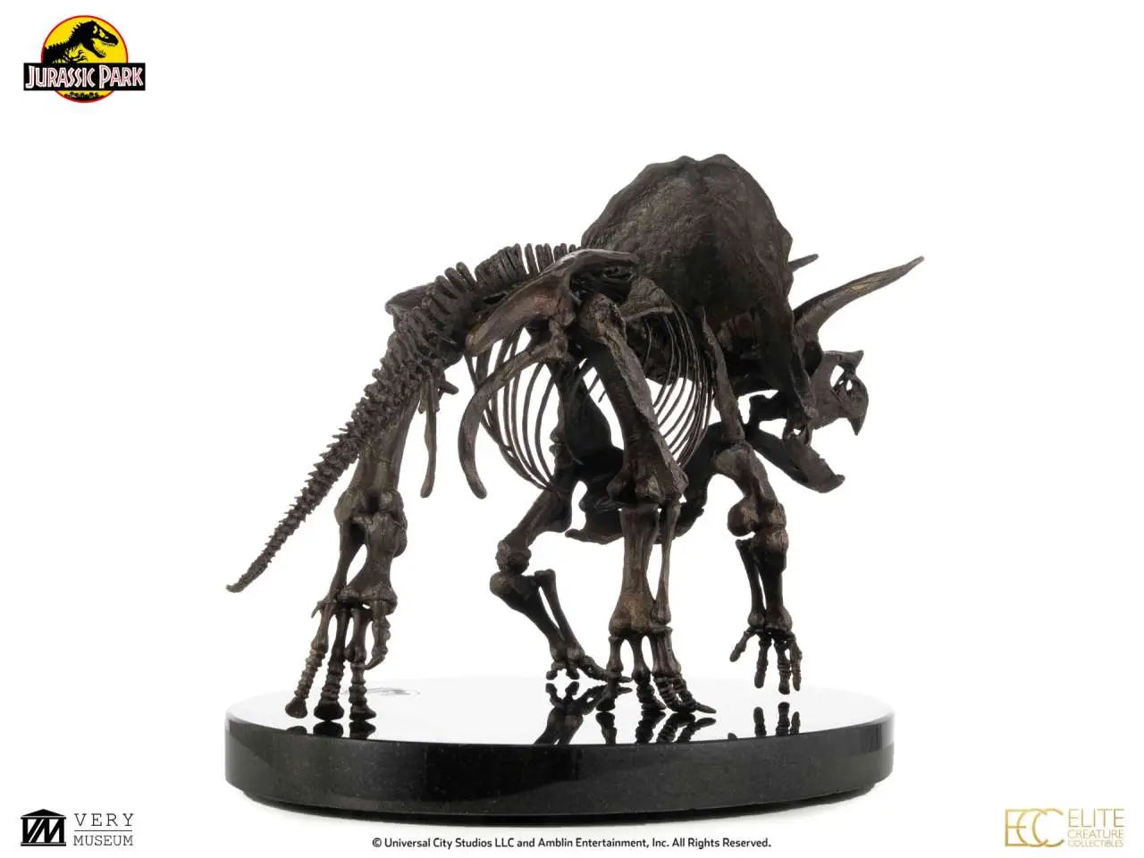 JURASSIC PARK TRICERATOPS FOSSIL SKELETON 1:12 BRONZE STATUE