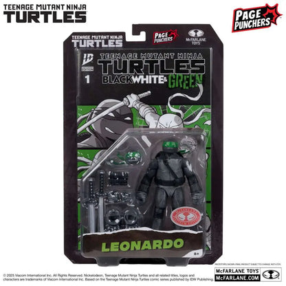 TEENAGE MUTANT NINJA TURTLES 5inch LEONARDO FIGURE WITH COMIC (B,W&G VARIANT)