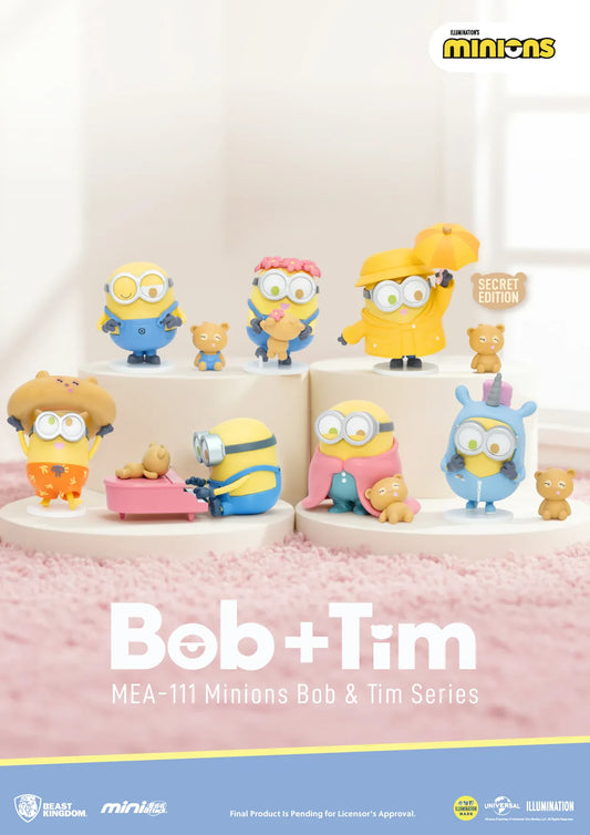 BEAST KINGDOM MINIONS BOB & TIM MINI EGG ATTACK SERIES SET (6) MINI FIGURA 10 cm