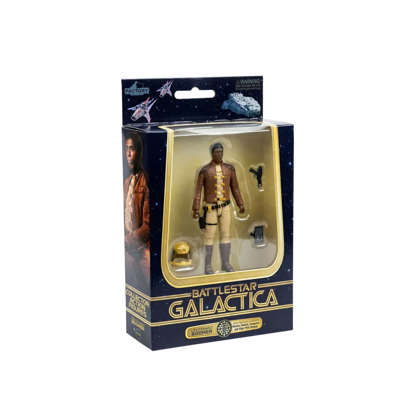 BATTLESTAR GALACTICA COLONIAL VIPER MKI ELECTRONIC VEHICLE + LIEUTENANT BOOMER FIGURE