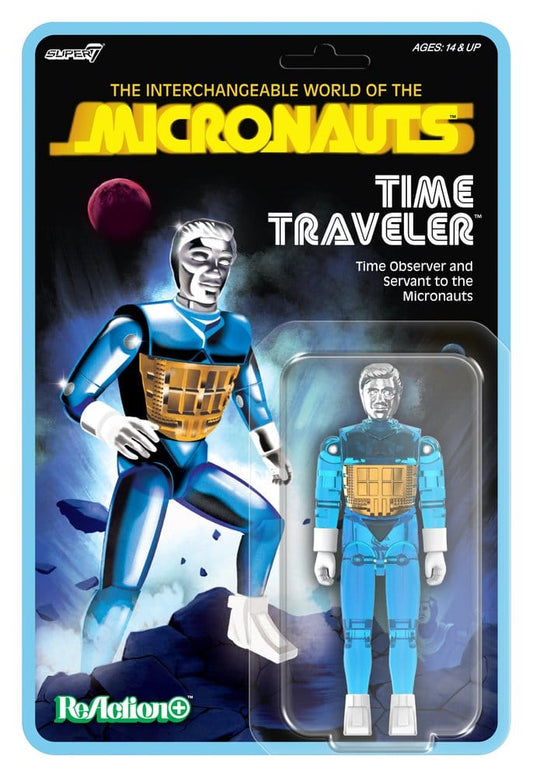 SUPER 7 MICRONAUTS WAVE 03 TIME TRAVELER BLUE TRANSLUCENT REACTION+ ACTION FIGURE 10 cm