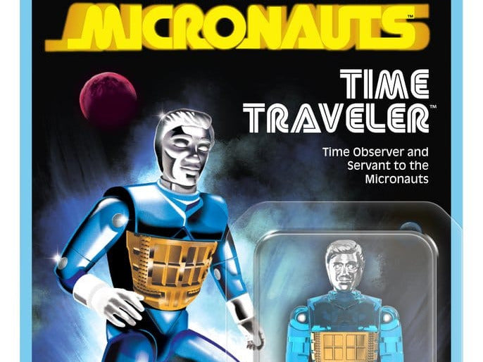 SUPER 7 MICRONAUTS WAVE 03 TIME TRAVELER BLUE TRANSLUCENT REACTION+ ACTION FIGURE 10 cm