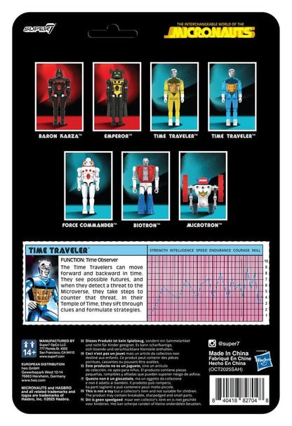 SUPER 7 MICRONAUTS WAVE 03 TIME TRAVELER BLUE TRANSLUCENT REACTION+ ACTION FIGURE 10 cm