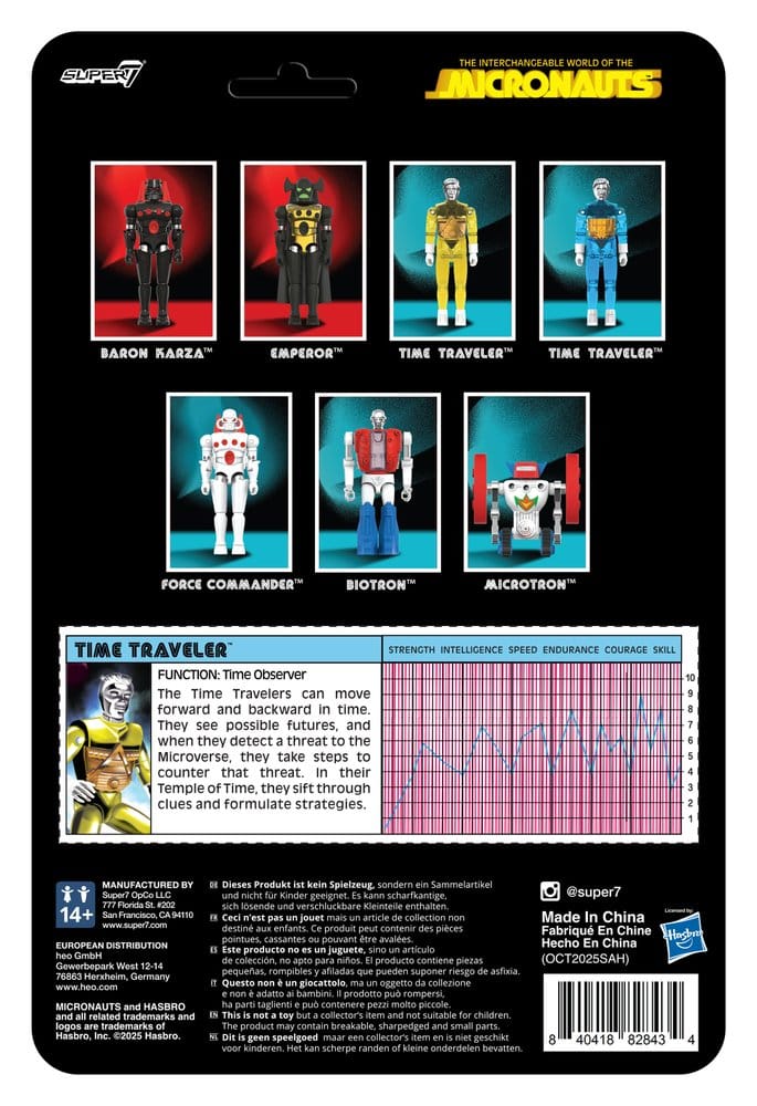 SUPER 7 MICRONAUTS WAVE 03 TIME TRAVELER YELLOW TRANSLUCENT REACTION+ ACTION FIGURE 10 cm