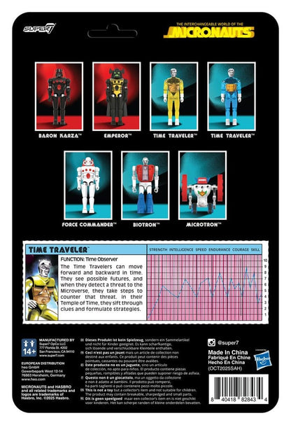 SUPER 7 MICRONAUTS WAVE 03 TIME TRAVELER YELLOW TRANSLUCENT REACTION+ ACTION FIGURE 10 cm