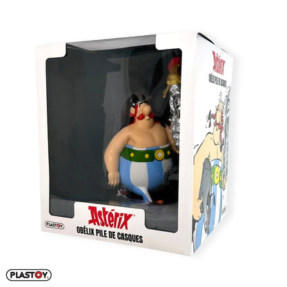 ASTERIX OBELIX STACK OF HELMETS AND DOGMATIX FIGURE