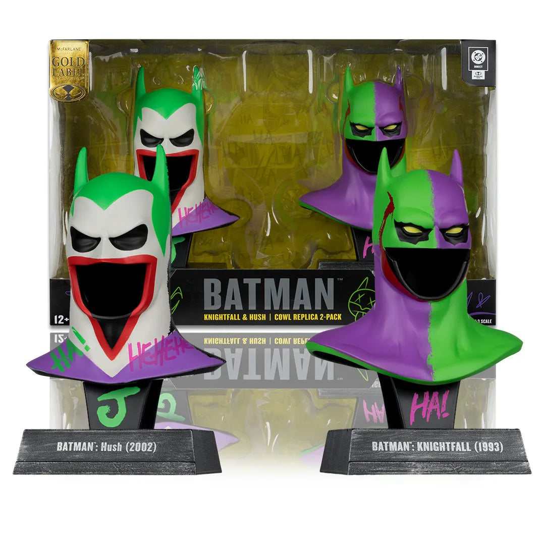 MCFARLANE TOYS 25 BATMAN & JOKER - DC DIRECT 1:3 COWL PROP BATMAN HUSH + BATMAN KNIGHTFALL OZED 2-PACK REPLICA 17 cm