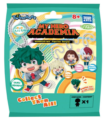 TOMY - MY HERO ACADEMIA TWINCHEES KONNICHI-WA FIGURINE DANGLER DISPLAY (24) MINI FIGURA 5 cm