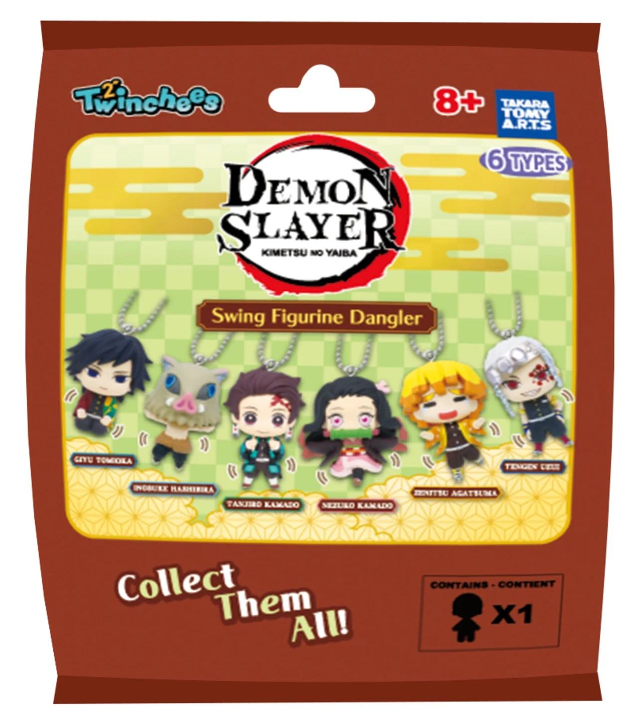 TOMY - DEMON SLAYER TWINCHEES SWING FIGURINE DANGLER DISPLAY (24) MINI FIGURA 5 cm