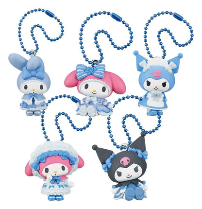 TOMY MY MELODY & KUROMI TWINCHEES SWEET LOLITA FIGURINE DANGLER - LIGHT BLUE DRESS VER. DISPLAY (24) MINI FIGURA 5 cm