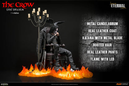 INFINITE STATUE CROW ERIC DRAVEN LUXURY ETERNAL EDITION PLUS FORMAT 1/4 STATUA reg.base 52x51x42.5cm - flame base 56x51x57cm