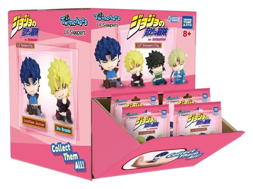 TOMY JOJO'S BIZARRE ADV.TWINCHEES LIL' SLEEPERS FIGURINE DISPLAY (24) MINI FIGURA 5 cm