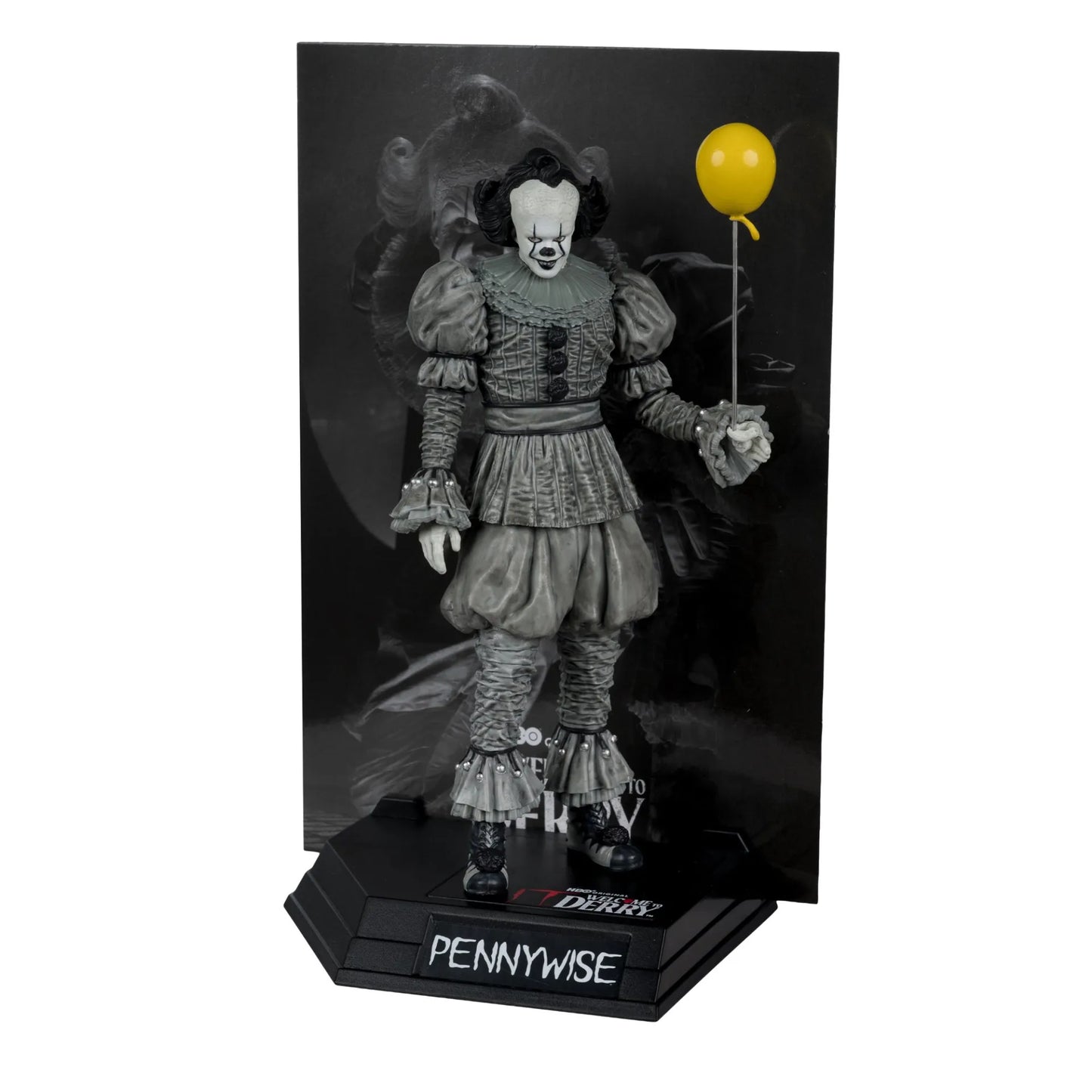 MCFARLANE TOYS 25 MOVIE MANIACS 6INCH POSED WELCOME DERRY WV2 PENNYWISE BLACK&WHITE STATUA 16 cm