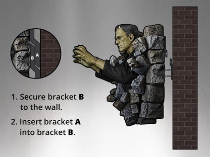 HOLLYWOOD COLLECTIBLES FRANKENSTEIN LIFESIZE WALL SCULPTURE STATUA 94 cm