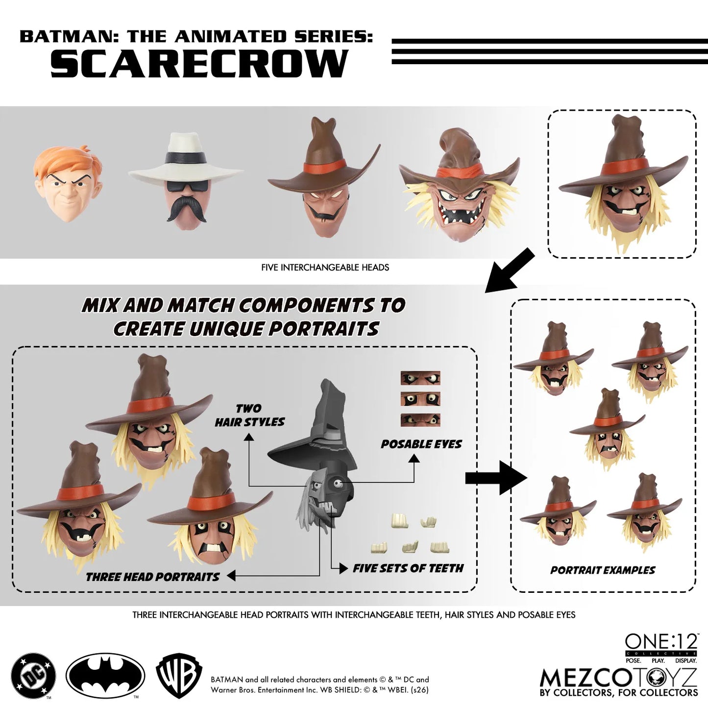 MEZCO TOYS ONE 12 COLLECTIVE BATMAN ANIMATED SERIES SCARECROW AF ACTION FIGURE 17 cm