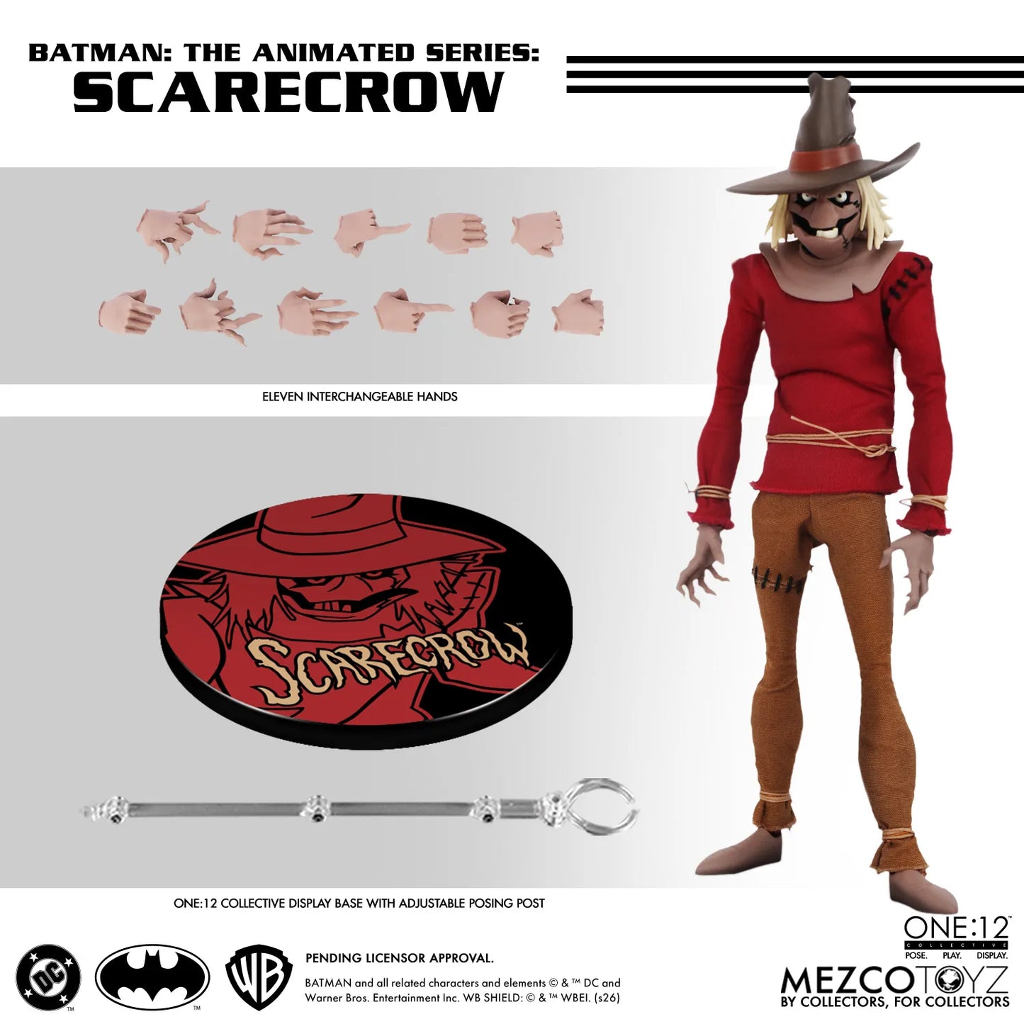 MEZCO TOYS ONE 12 COLLECTIVE BATMAN ANIMATED SERIES SCARECROW AF ACTION FIGURE 17 cm
