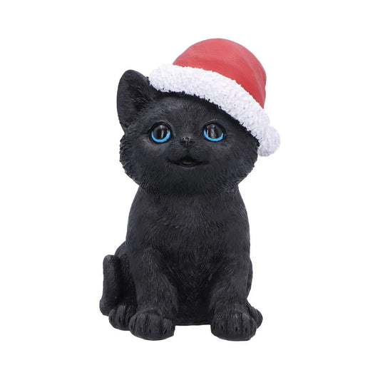 NEMESIS NOW BLACK CAT SANTA HAT FIGURA 18cm