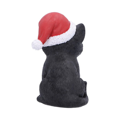 BLACK CAT WITH SANTA HAT FIGURE