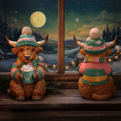 WINTER HIGHLAND COW HOT COCOA FIGURE