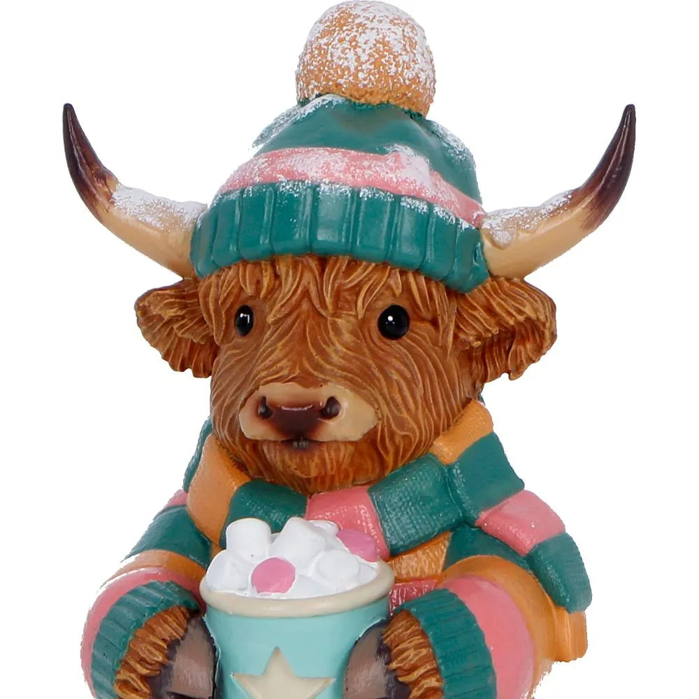 WINTER HIGHLAND COW HOT COCOA FIGURE