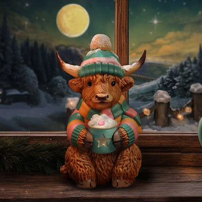 WINTER HIGHLAND COW HOT COCOA FIGURE
