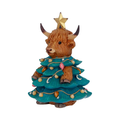 WINTER HIGHLAND COW CHRISTMAS TREE FIGURE