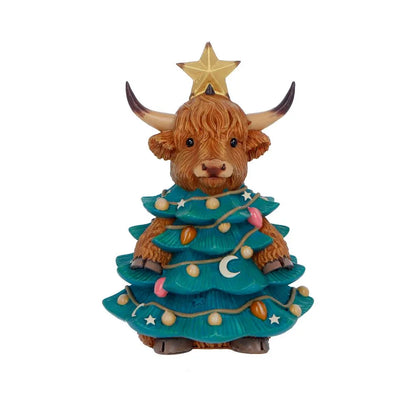 WINTER HIGHLAND COW CHRISTMAS TREE FIGURE